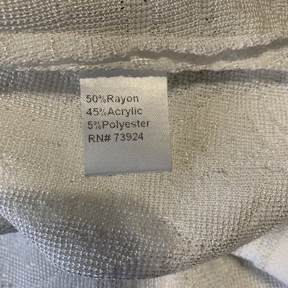 Ming Wang Women’s White Small Lace Cardigan Black Floral Beads Lightweight - Picture 7 of 10